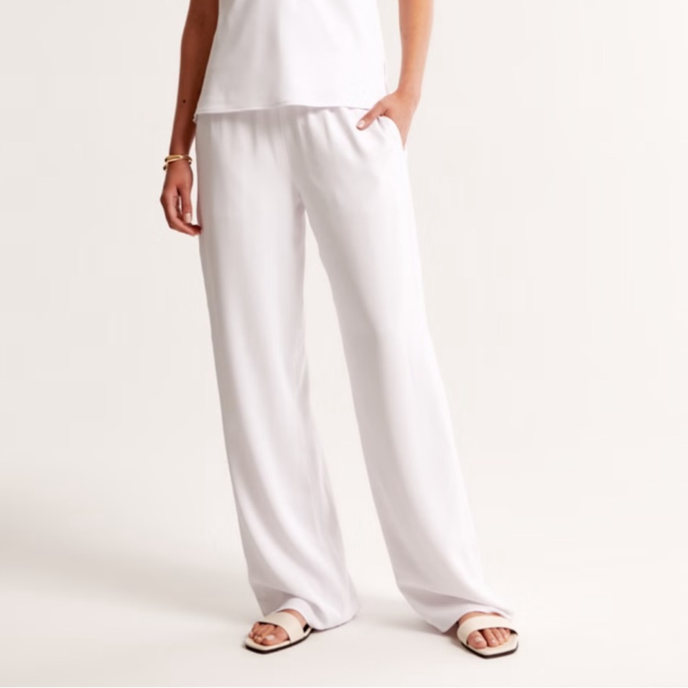 White Drapey Pull-On pants